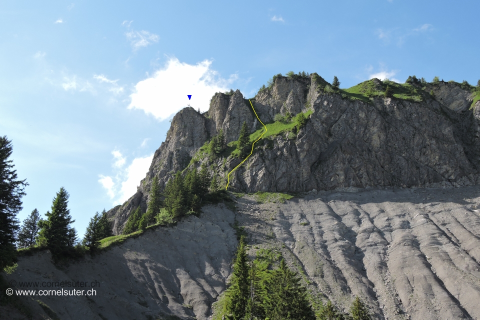 Sicht auf die Direkte Route hinauf zum Firstspitz 1624m.