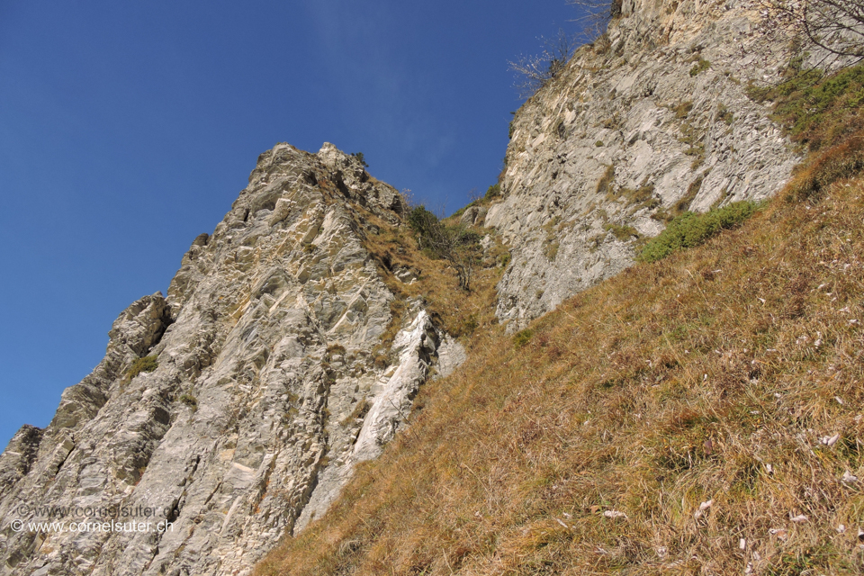 Durch dieses Couloir in der direkten Route hinauf zum Firstspitz