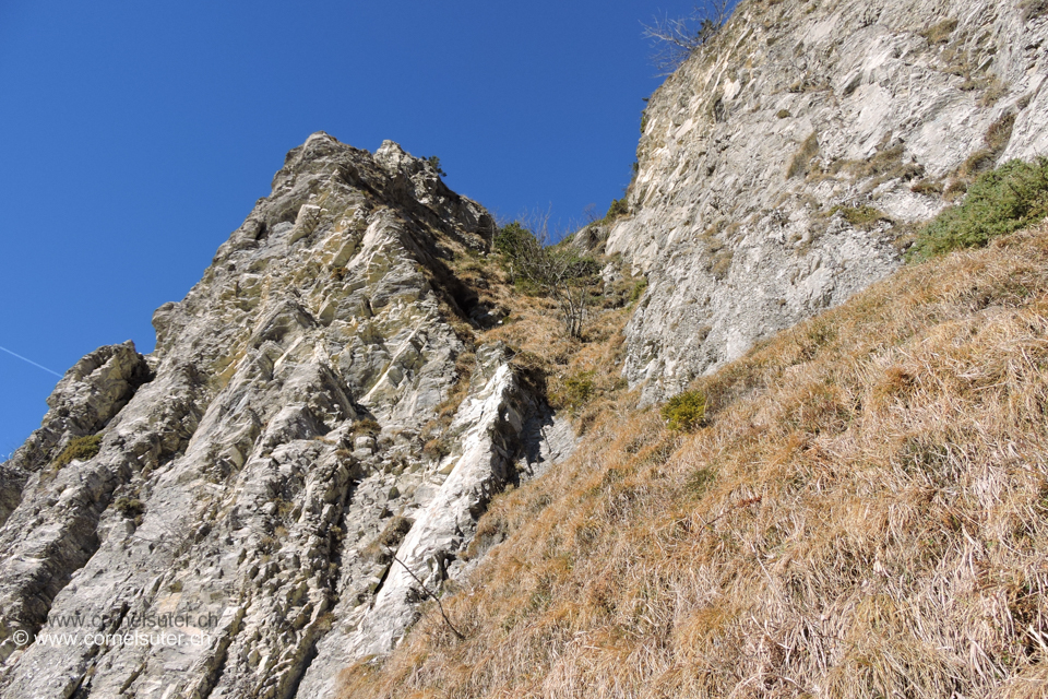 Das Ausstiegs Couloir auf den Grat.