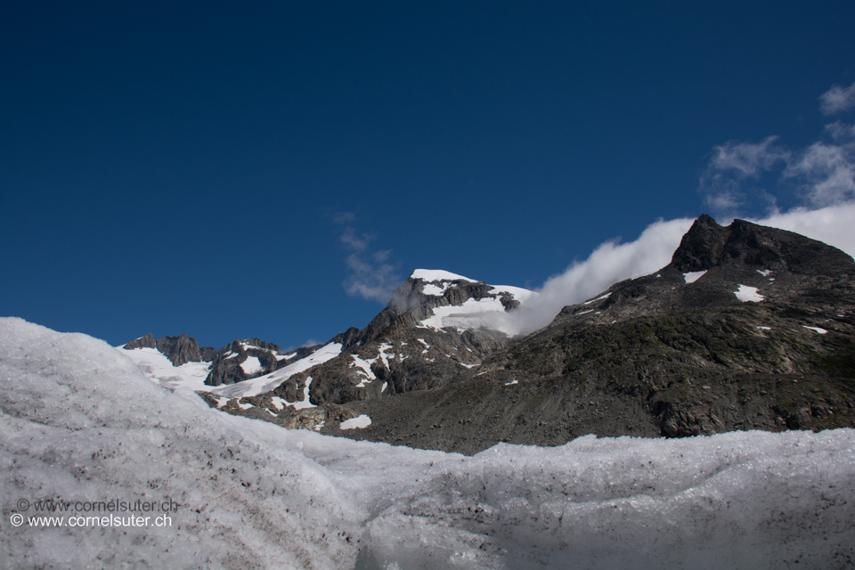 Rhonegletscher mit Galenstock 3586m.