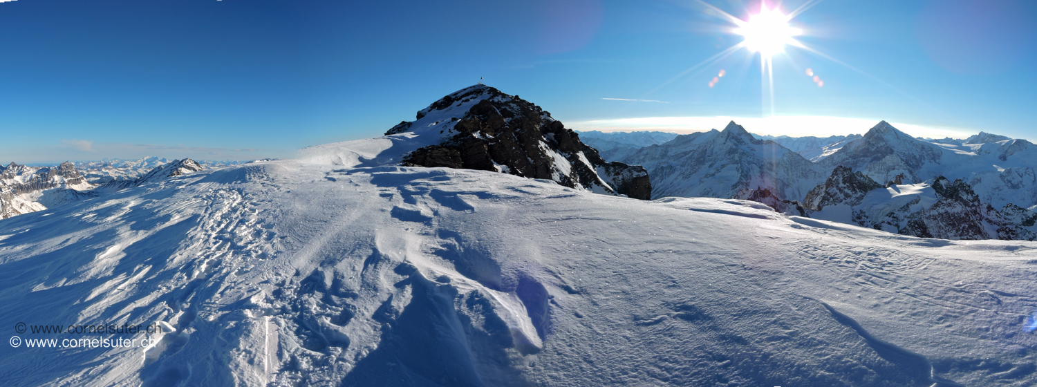 Gipfel in Sicht mit Panorama.