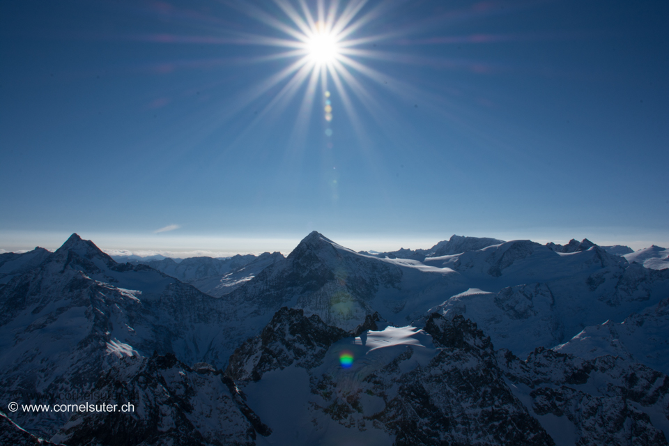 Die Sonne über dem Sustenhorn 3503m.