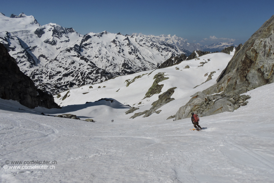 Abfahrt auf dem Obertalgletscher.