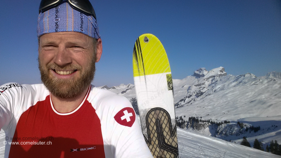 Fyrabig Skitour am 12.März 2015, illgau Deponieplatz 862m - Laucherenstöckli 1756m. Unterwegs mit dem X-Bionic Unisex Running Shirt Swiss Patriot short. Vielen Dank an X-Bionic.  (X-Bionic Homepage)