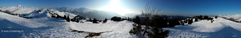 Fyrabig Skitour am 12.März 2015, illgau Deponieplatz 862m - Laucherenstöckli 1756m. Panoramabild