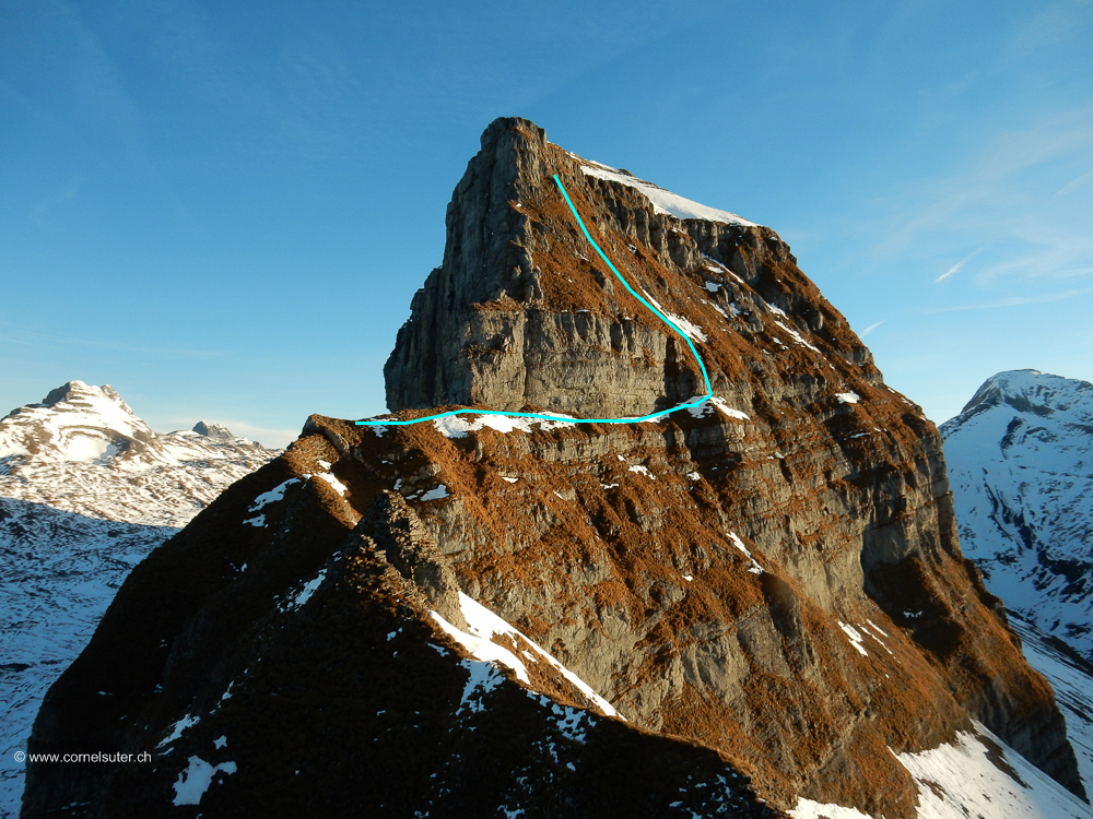 Aufstieg zum Gross Chilchberg und ca die Route.