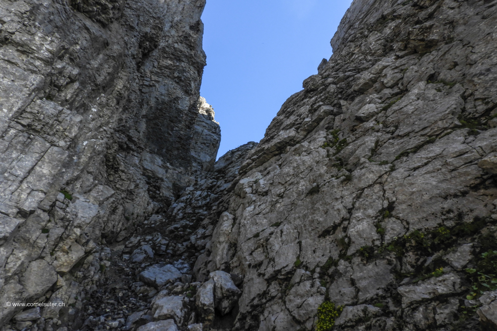 Aufstieg im Couloir.