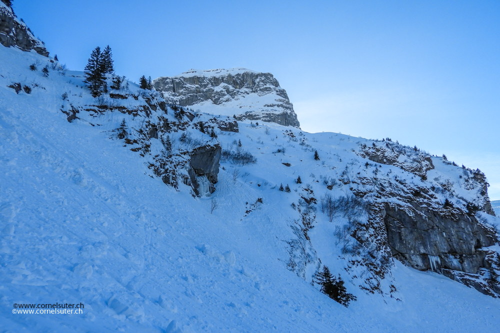 Sicht zurück zur Schlüsselstelle beim Gäntif