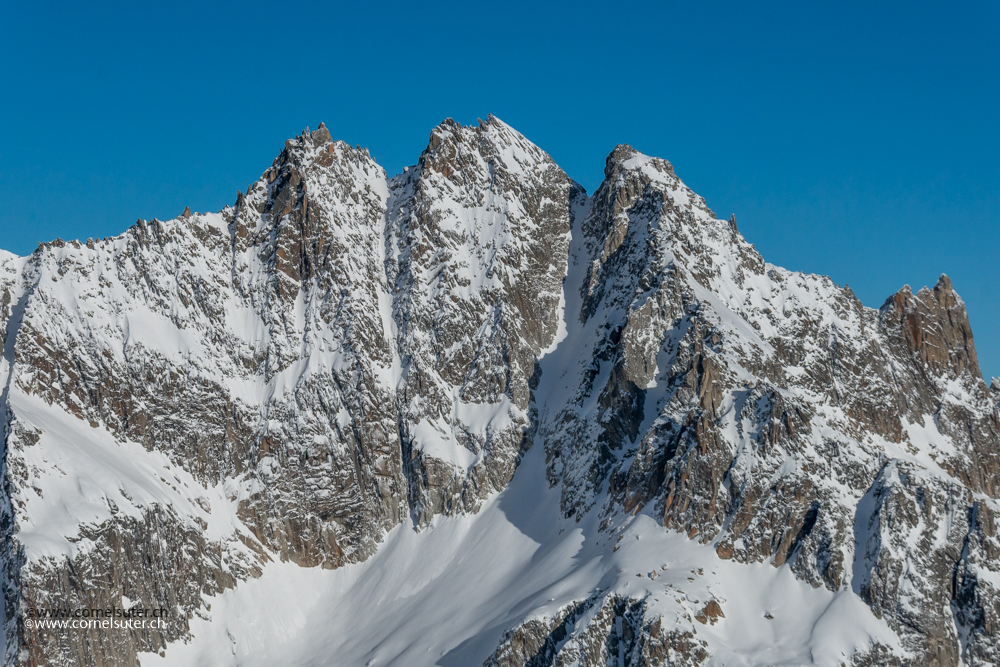 Sicht zum Winterstock 3202m, imposantes Skibergsteigen hinauf in diesem Couloir (Klick Bericht lesen)