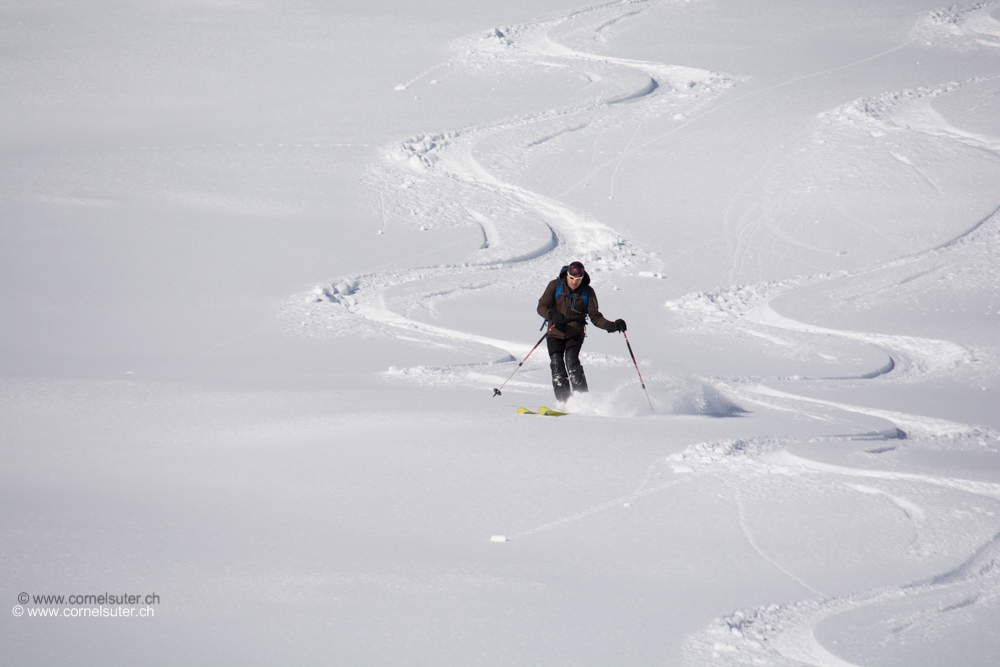 Pulverschnee Abfahrt vom Mattner First.