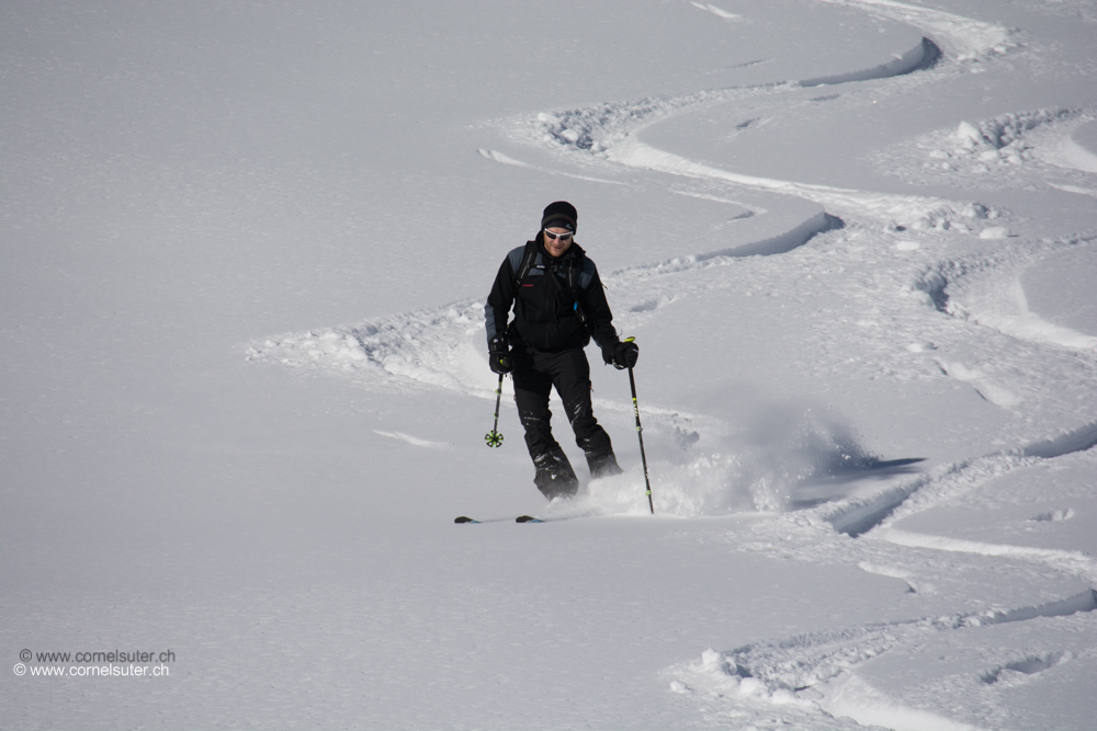 Pulverschnee Abfahrt vom Mattner First.
