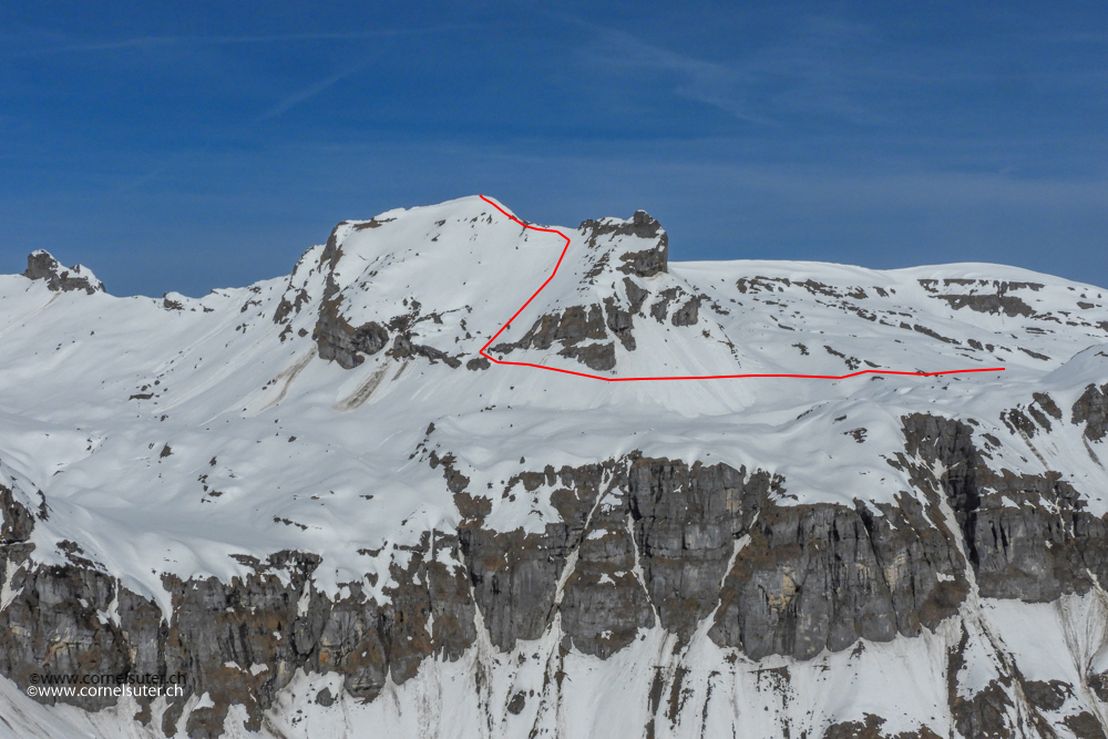 Von der Rusoalpler Chulm mit sicht zum Alplerhorn, ca die Route.