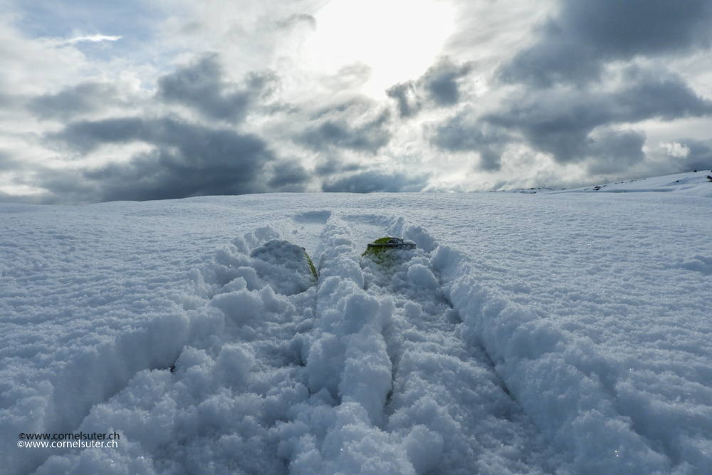 Feiner Pulverschnee aus dem Gewitter des Vorabends....