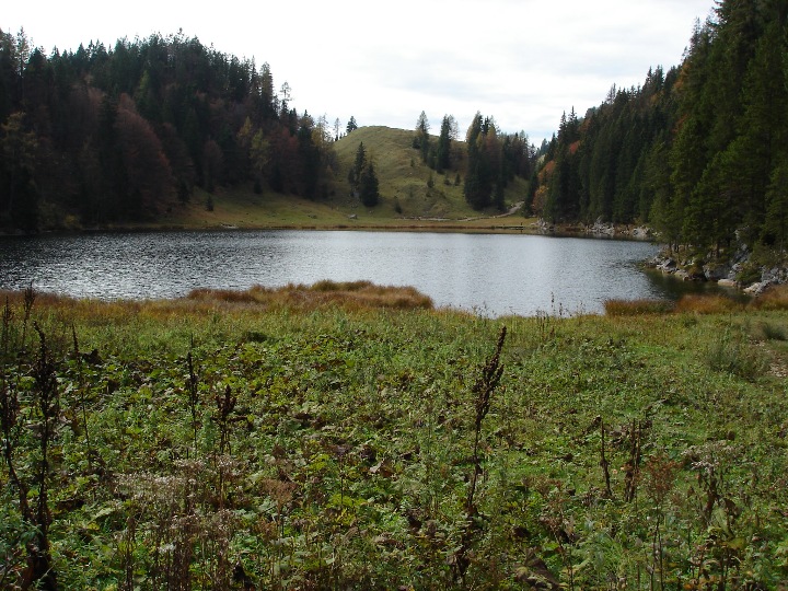 Taubensee, der Weg zur Taubenseehtte sieht man vorne und zur Htte sind es ca. 5min.