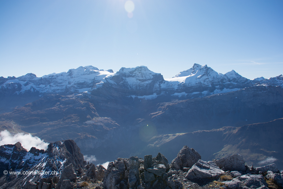 Clariden 3167m, Chammliberg 3215m, Schärhorn 3294m.