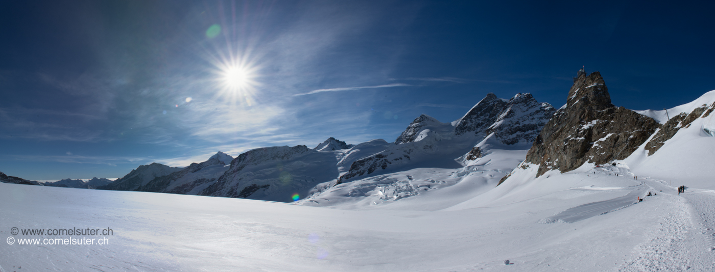 Jungfraujoch mit Jungfrau 4158m und all ihre Trabanten.