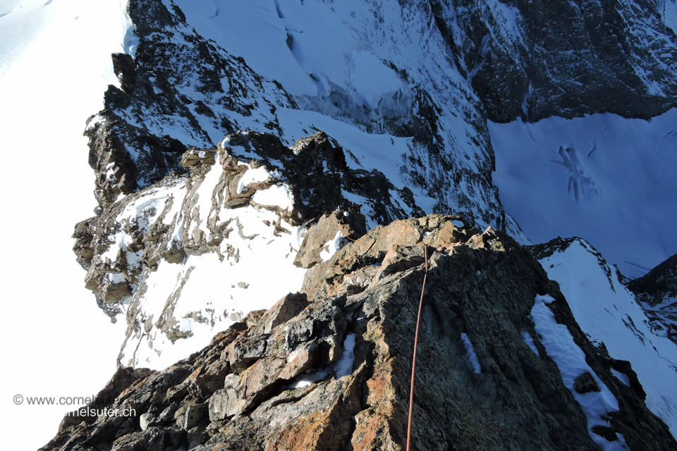 Klettern am Turm, tolles Bergsteigen.