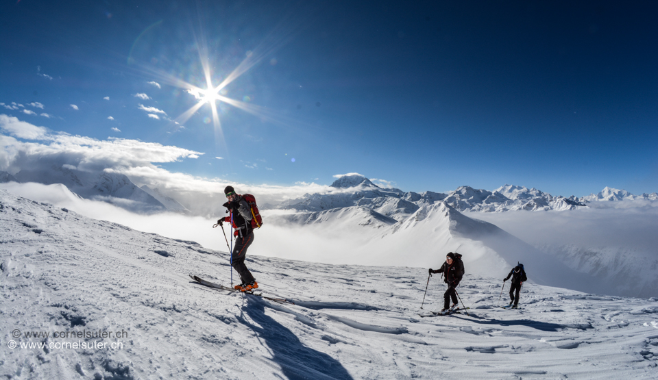 So wie haben es geschafft, wir sind an der Sonne, die letzten paar Meter vor dem Gipfel, traumhaft.