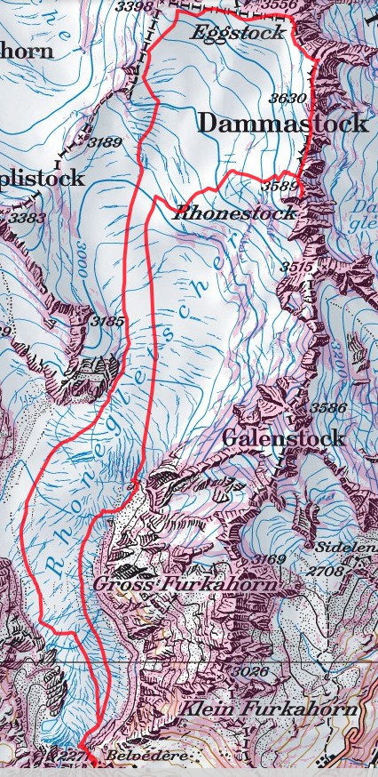 Zu Beginn eine Übersicht auf die Route. Auf meinen Bergtouren arbeite ich mit dem Satmap Active 12 GPS mit Swisstopo Skitouren Routen. Erhältlich beim (www.trailshop.ch) in Küssnacht am Rigi.