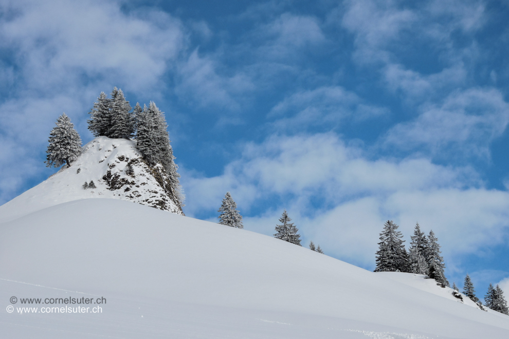 Sicht zurück zu den Chöpf, Winterwönderland