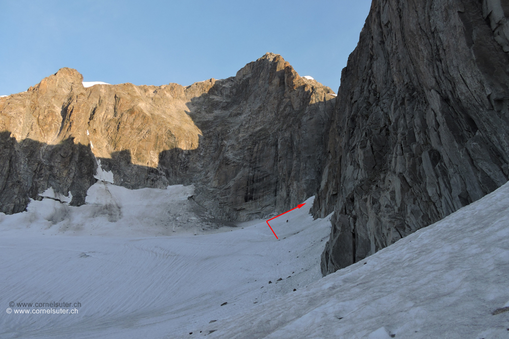 Einstieg zum Klettersteig hinauf zur Oberen Bielenlücke