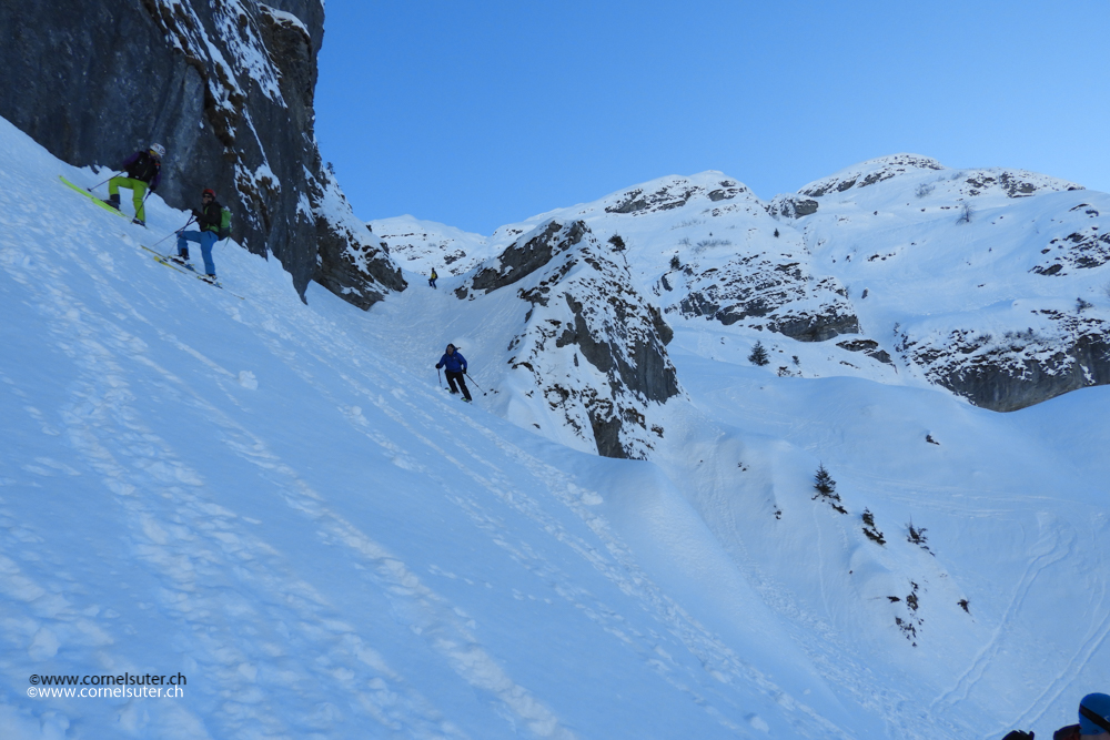 Abfahrten in kurzen Couloirs...