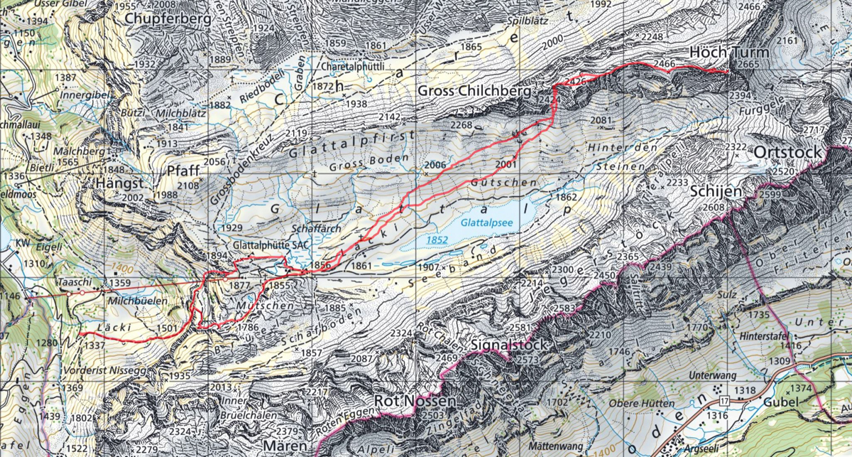 Diese Route wurde am Tourentag mit dem Satmap Active 20  aufgezeichnet und bezieht sich auf die damalige Situation (Wetter, Gelände, Gruppe etc.) 