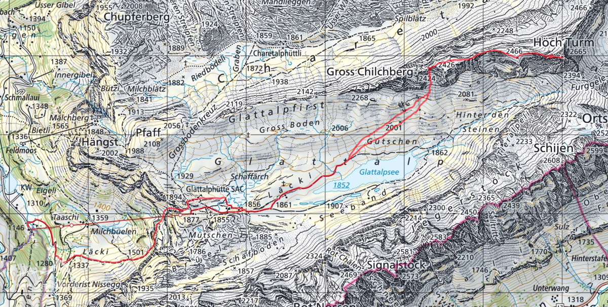 Diese Route wurde am Tourentag mit dem Satmap Active 20  aufgezeichnet und bezieht sich auf die damalige Situation (Wetter, Gelände, Gruppe etc.) 