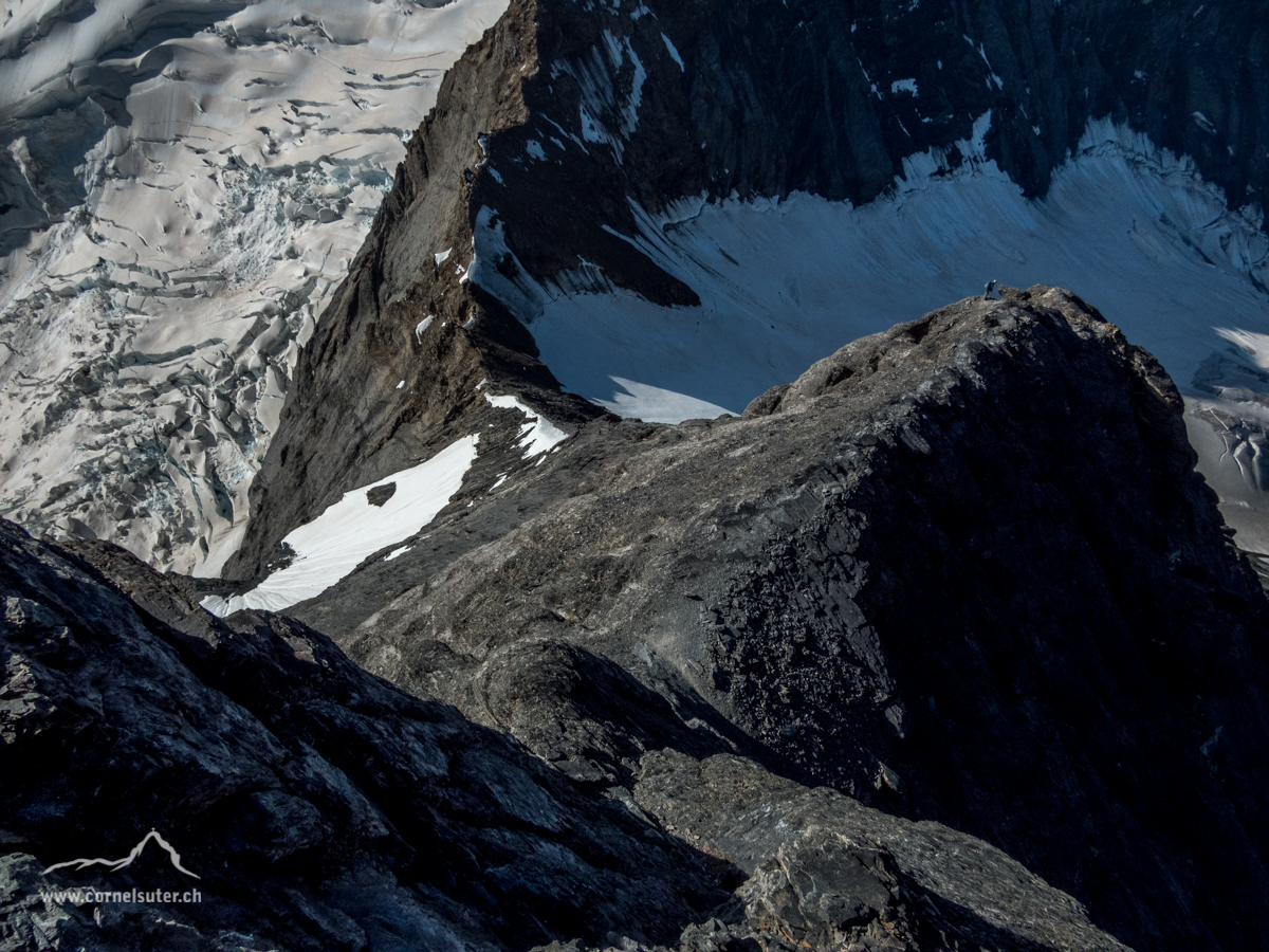 So sieht es aus, Abstieg und Abseilen, abklettern zum Nördlichen Eigerjoch.