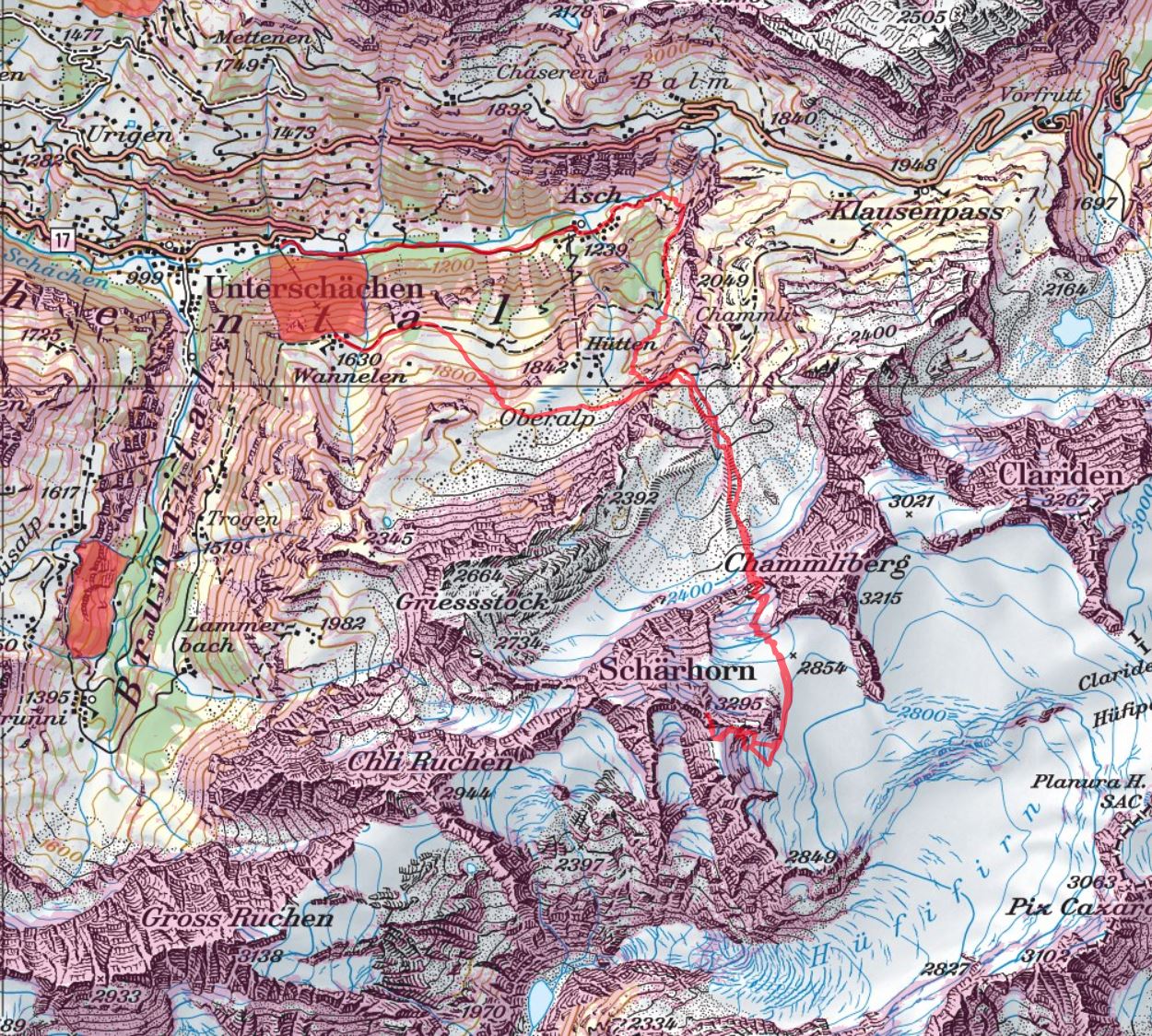 Diese Route wurde am Tourentag mit dem Satmap Active 20  aufgezeichnet und bezieht sich auf die damalige Situation (Wetter, Gelände, Gruppe etc.) 