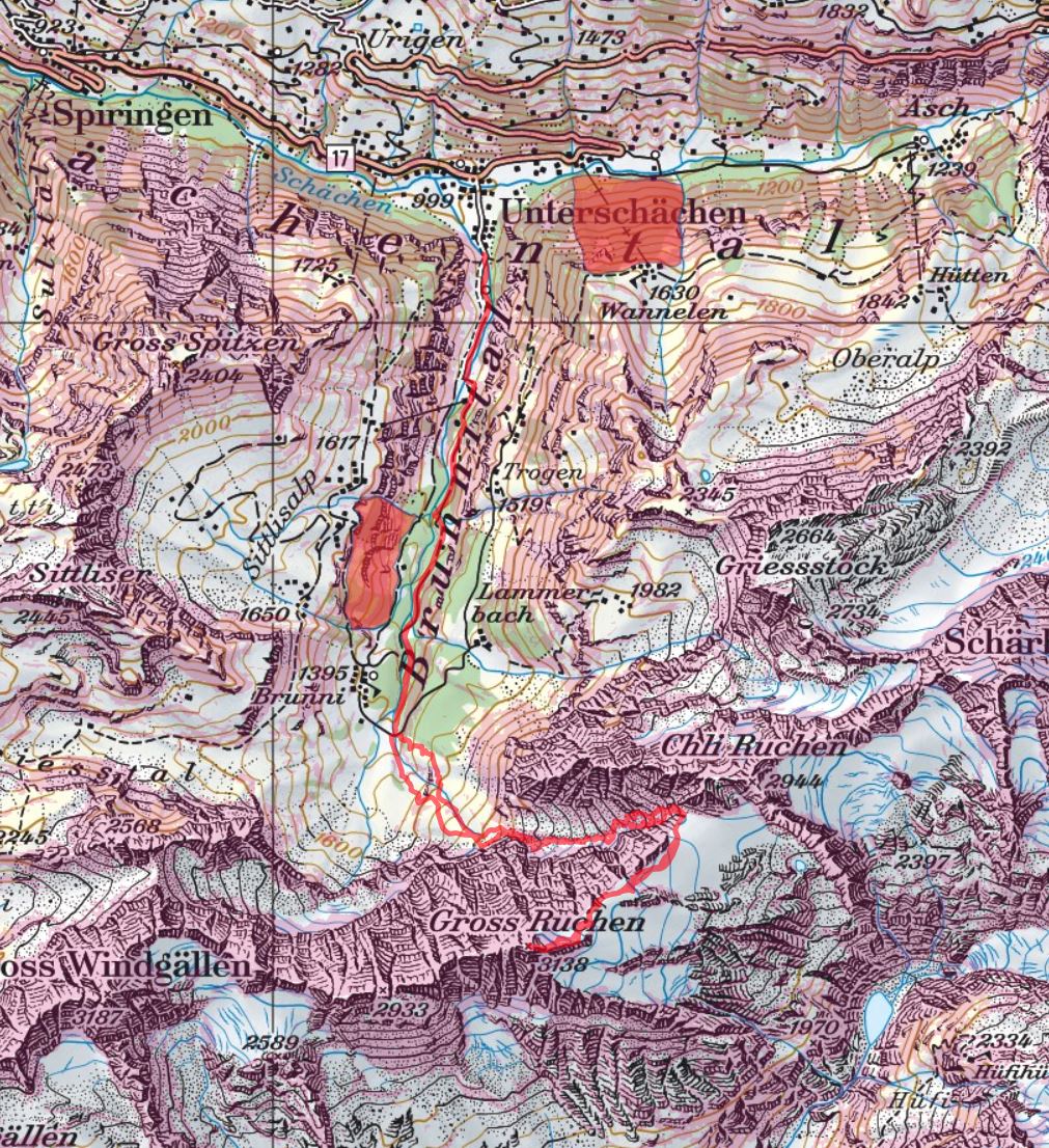 Diese Route wurde am Tourentag mit dem Satmap Active 20  aufgezeichnet und bezieht sich auf die damalige Situation (Wetter, Gelände, Gruppe etc.) 