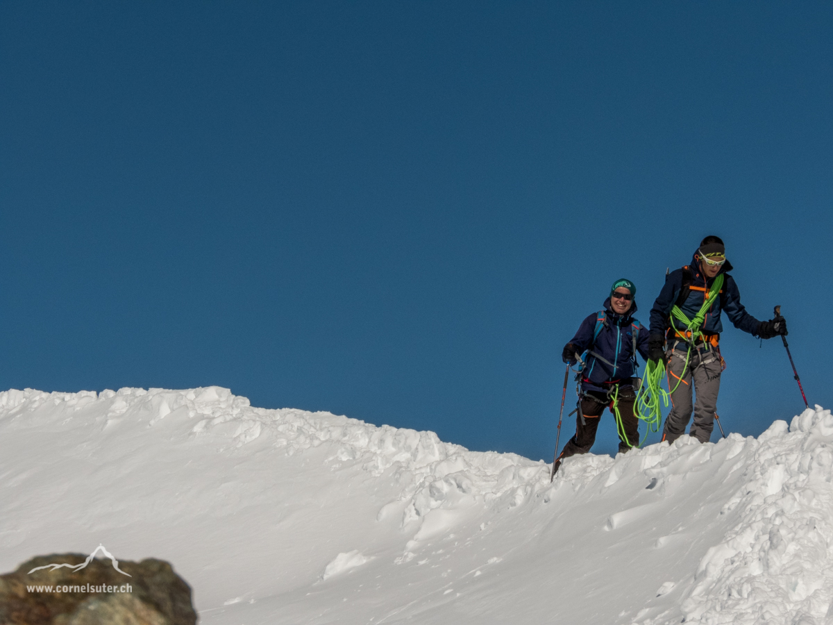Auf dem Firngrat des Allalinhorn 4027m.