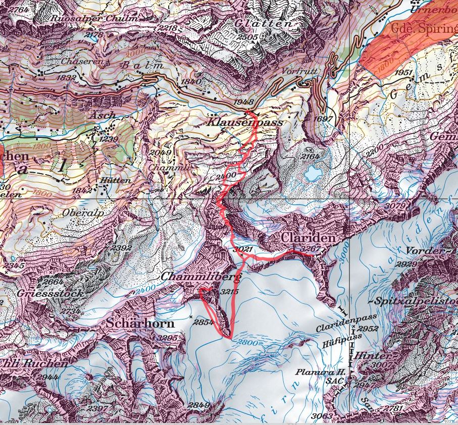 Diese Route wurde am Tourentag mit dem Satmap Active 20  aufgezeichnet und bezieht sich auf die damalige Situation (Wetter, Gelände, Gruppe etc.) 