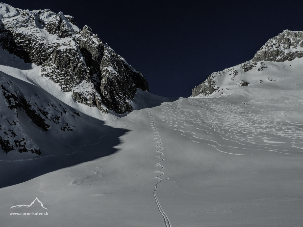 Umso mehr erfreuten wir uns auf die Pulverschnee Abfahrt beim Gerenpass, fantastisch!!!