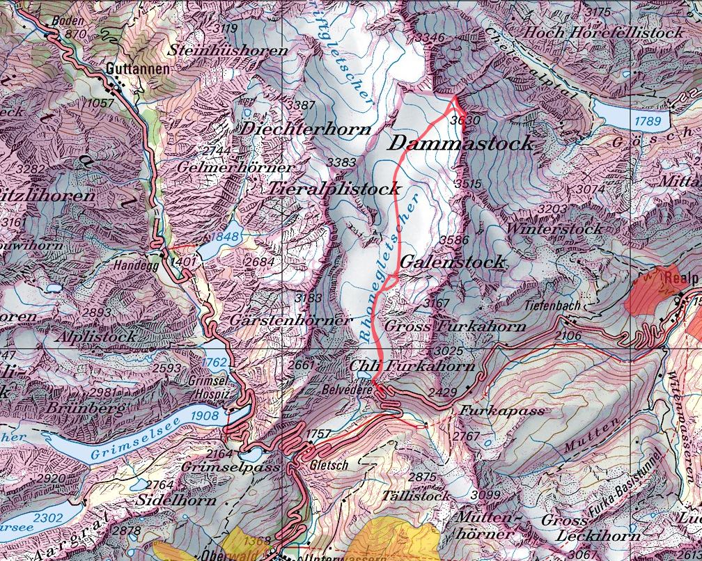 Diese Route wurde am Tourentag mit dem Satmap Active 20  aufgezeichnet und bezieht sich auf die damalige Situation (Wetter, Gelände, Gruppe etc.) 