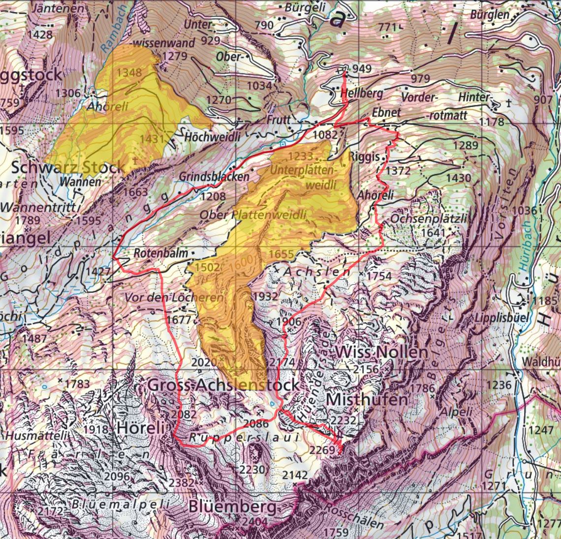 Diese Route wurde am Tourentag mit dem Satmap Active 20  aufgezeichnet und bezieht sich auf die damalige Situation (Wetter, Gelände, Gruppe etc.) 
