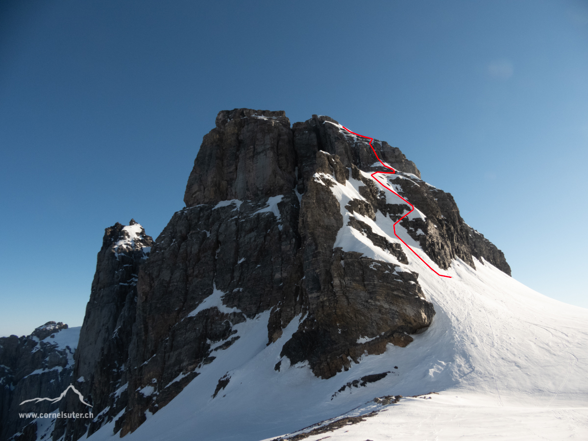 Die heutige Route, Fussaufstieg zum Gross Spannort (Gipfel nicht zu sehen)