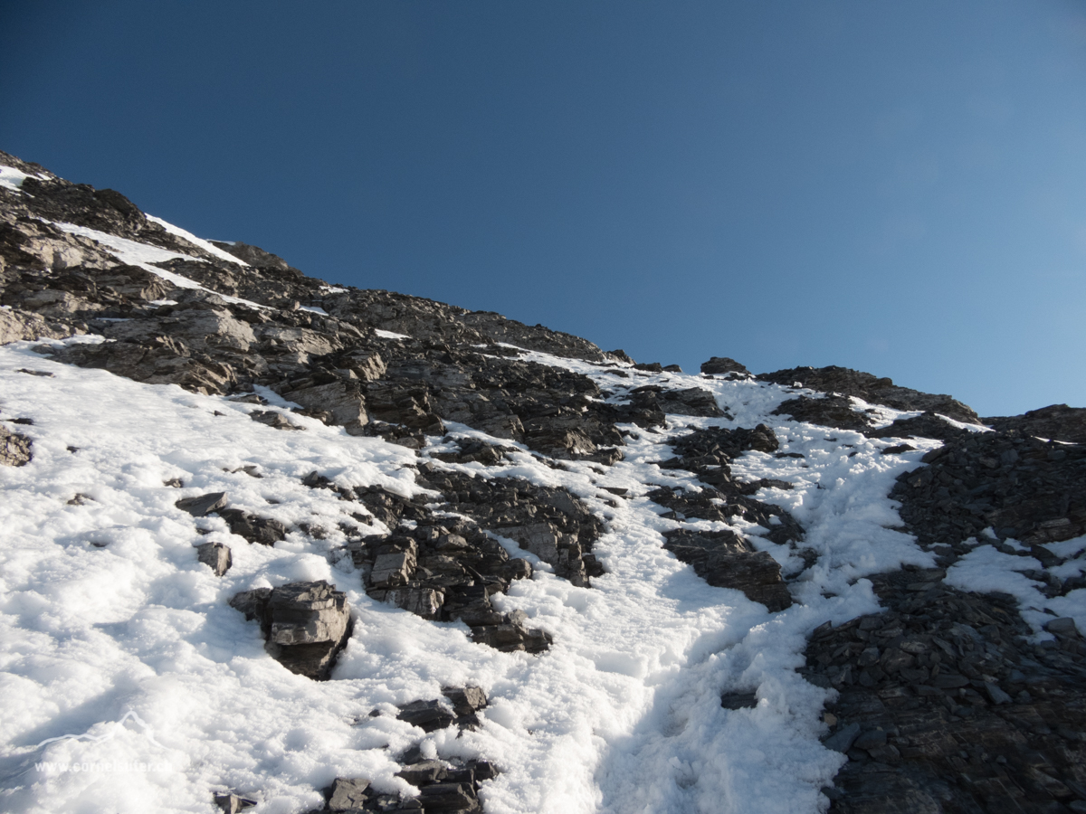Nach der Schlüsselstelle kurz mal wenig Schnee.