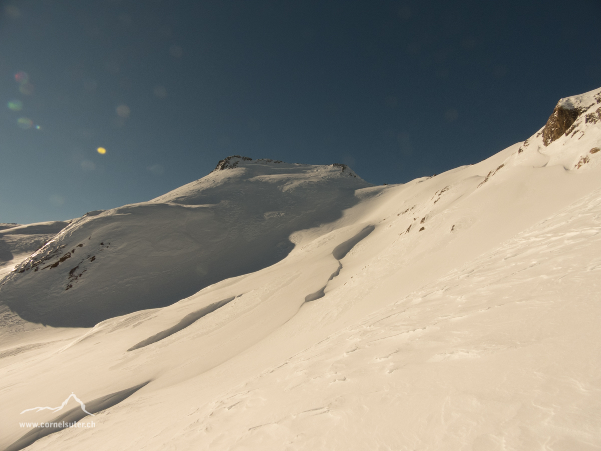 Aufstieg im Gipfelhang zum Marchhorn 2962m.