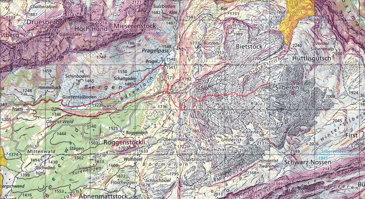 Diese Route wurde am Tourentag mit dem Satmap Active 20  aufgezeichnet und bezieht sich auf die damalige Situation (Wetter, Gelände, Gruppe etc.)