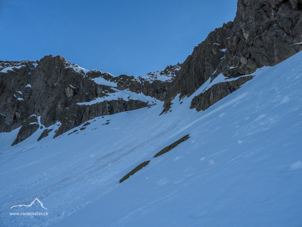 Beim Zustieg zum Couloir.