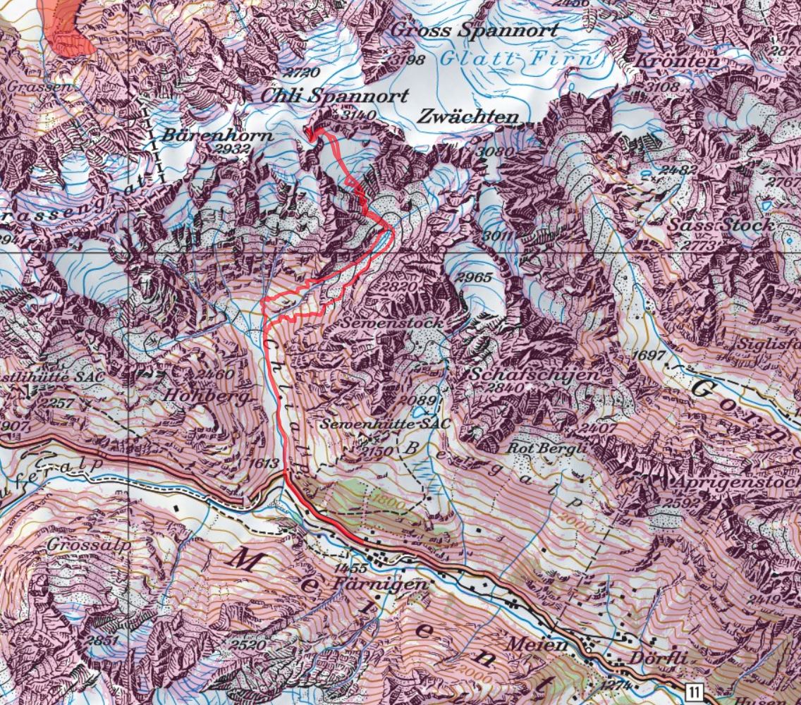 Diese Route wurde am Tourentag mit dem Satmap Active 20  aufgezeichnet und bezieht sich auf die damalige Situation (Wetter, Gelände, Gruppe etc.)				  