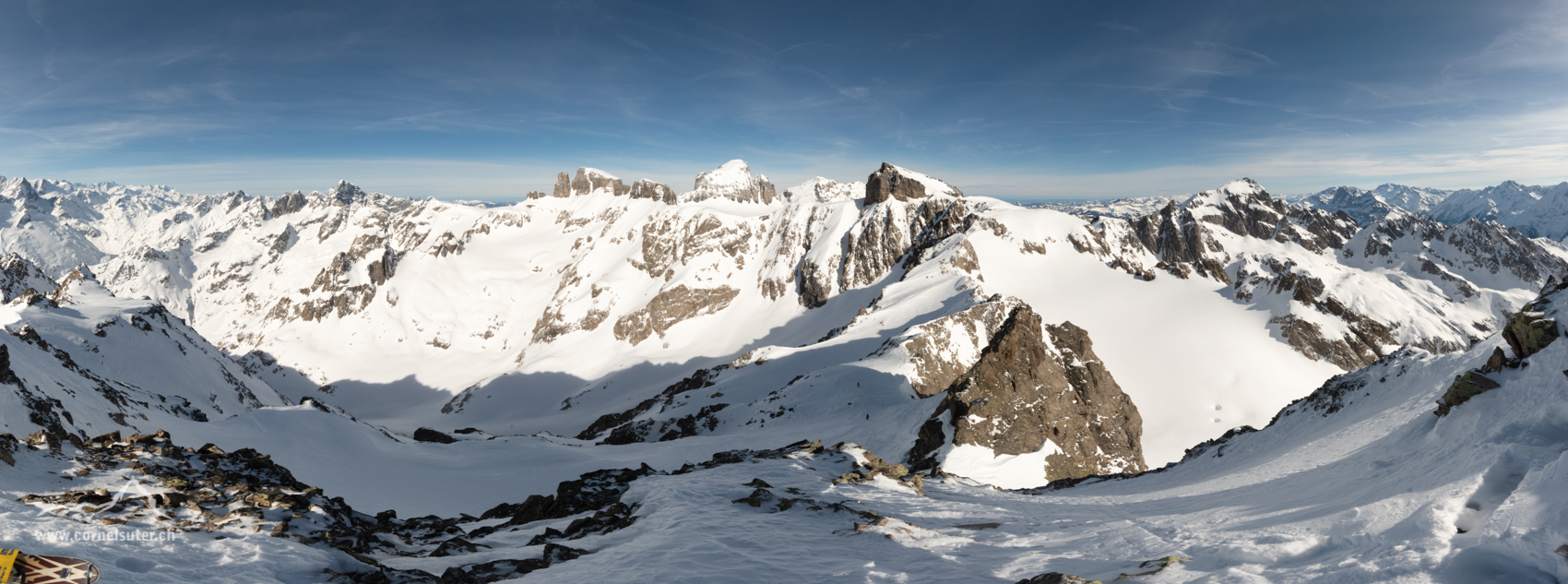 Panorama auf dem Bächenstock 3010m.