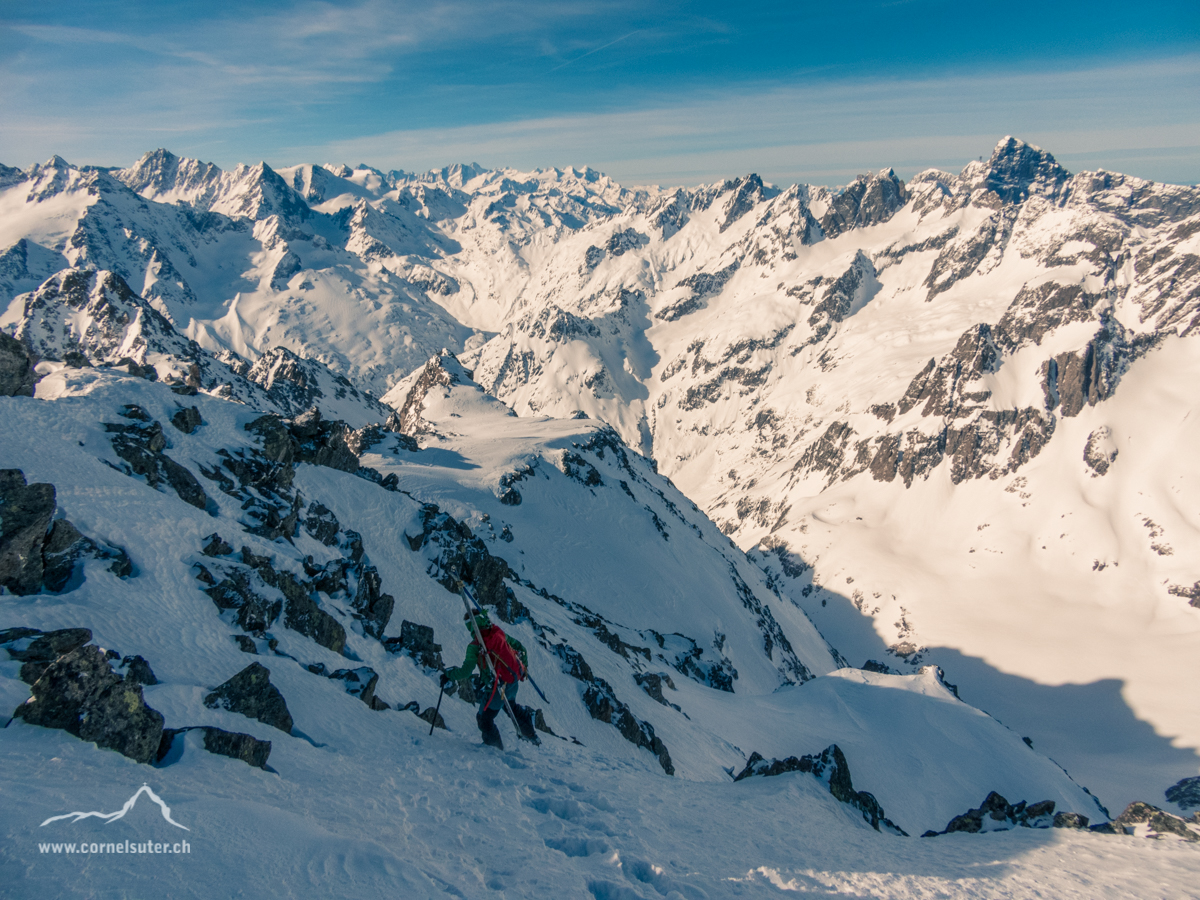 Abstieg vom Bächenstock 3010m.
