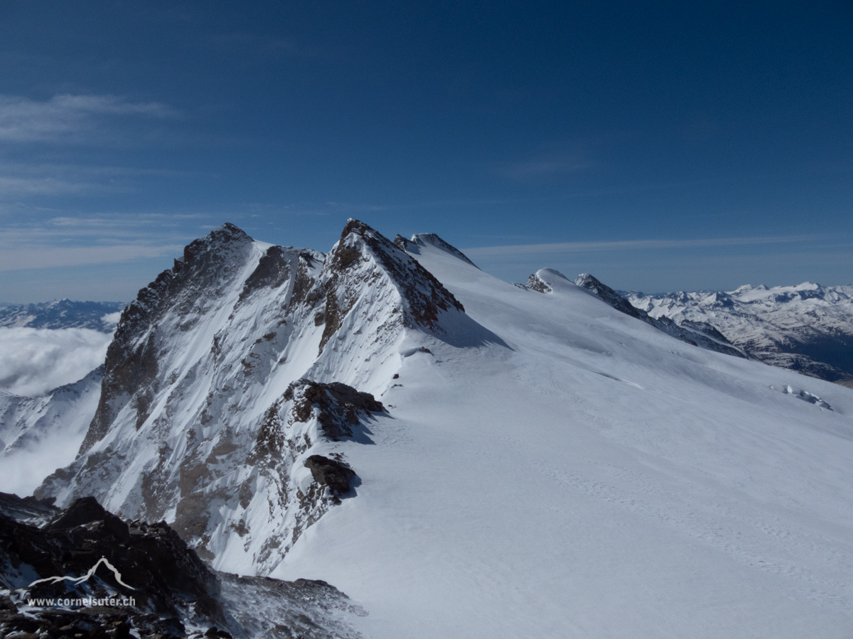 Auf dem Eggstock 3554m sicht zurück.