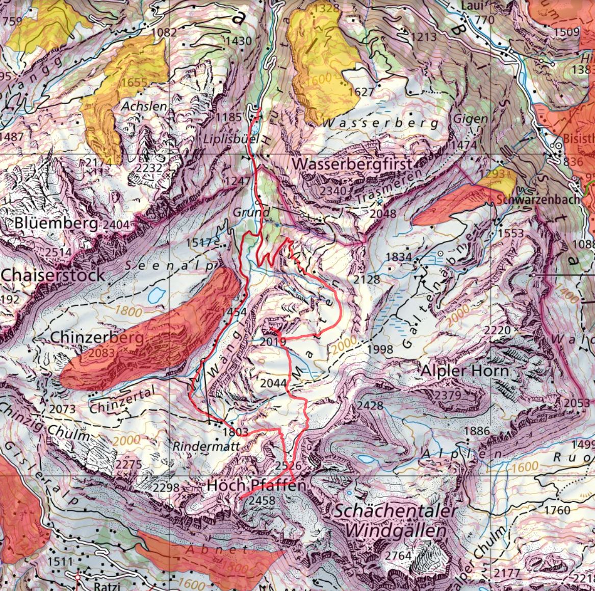 Diese Route wurde am Tourentag mit dem Satmap Active 20  aufgezeichnetund bezieht sich auf die damalige Situation (Wetter, Gelände, Gruppe etc.) 
