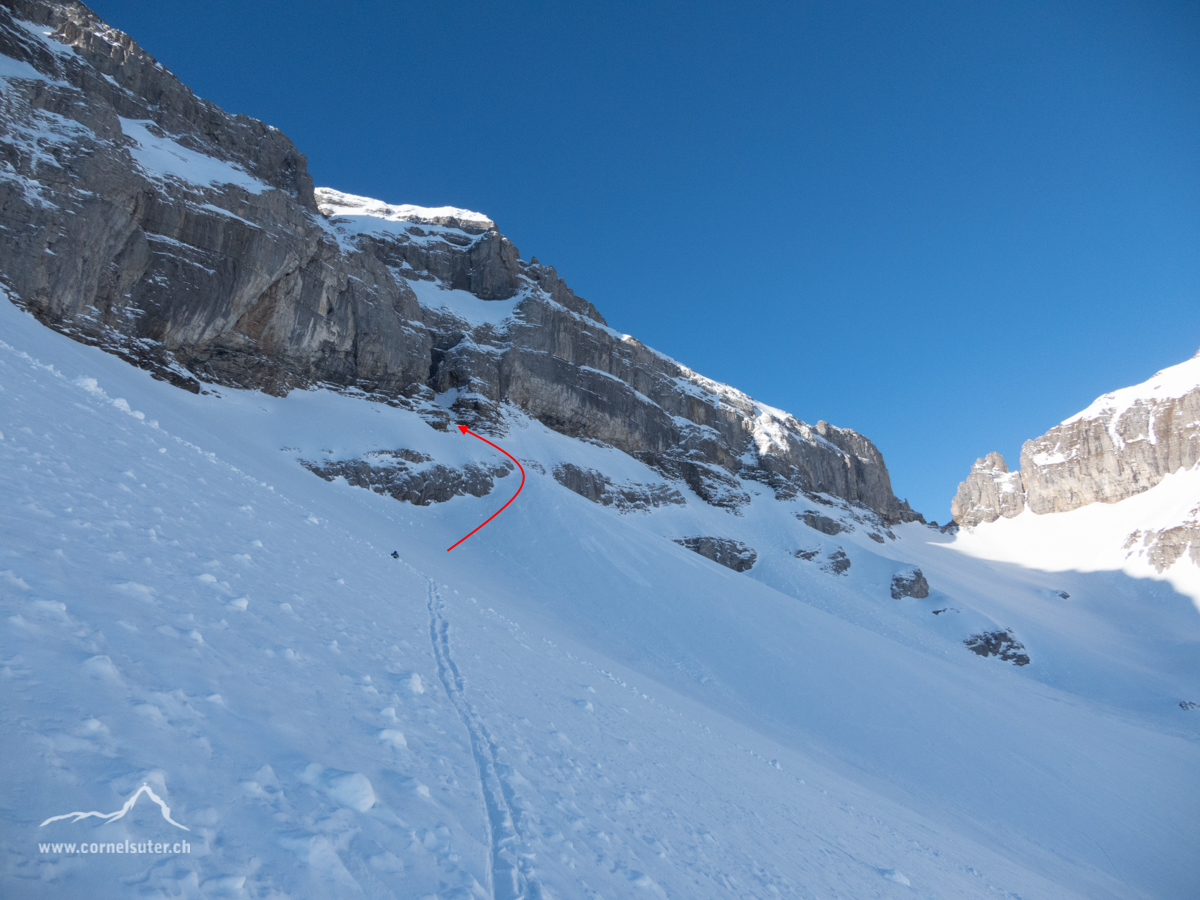 Der Einstieg in das Nordcouloir