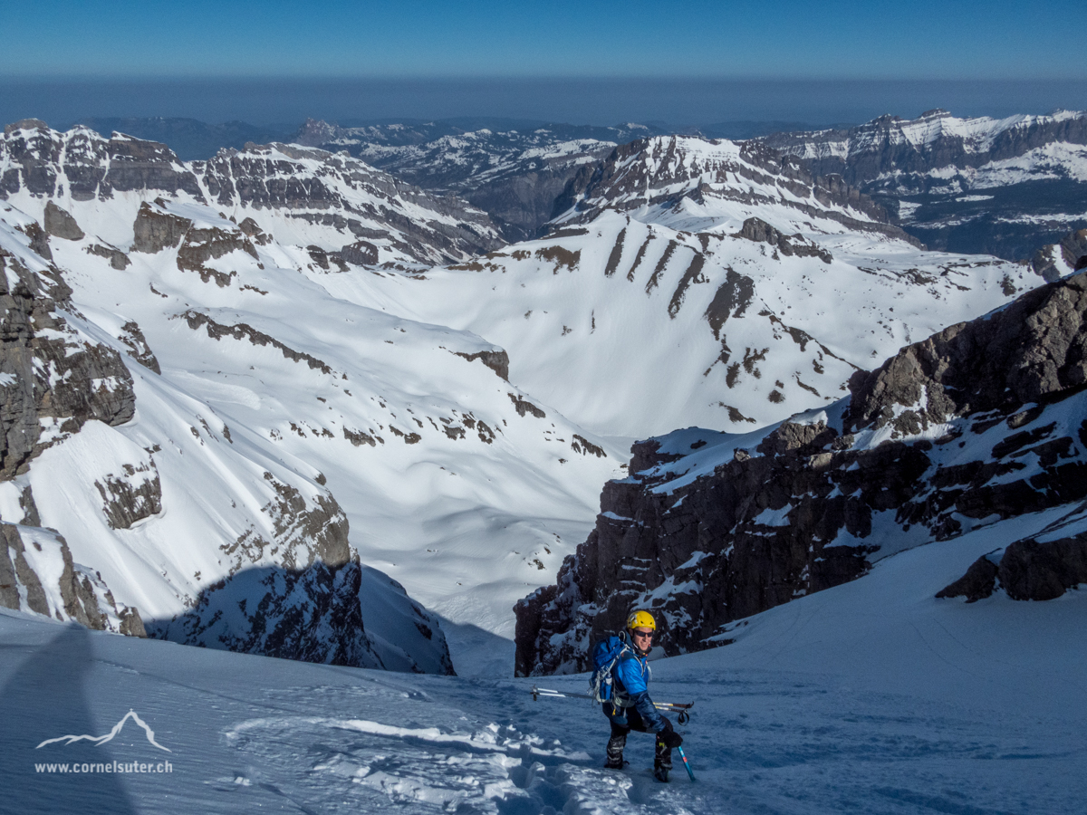 Und hinunter in das Nordcouloir.