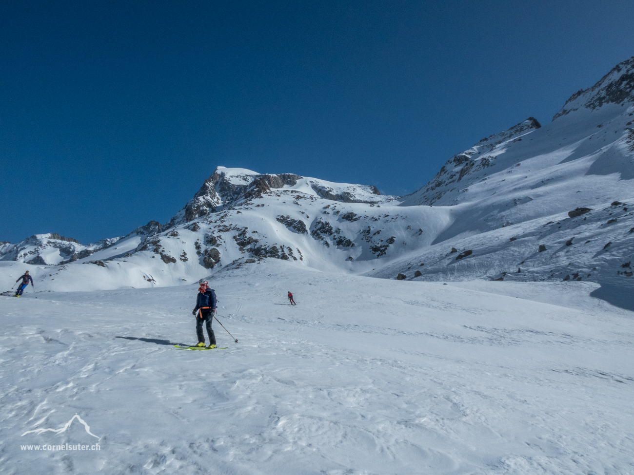 Ankunft auf dem Rhonegletscher. Letzte Sicht hinauf zum Galenstock.