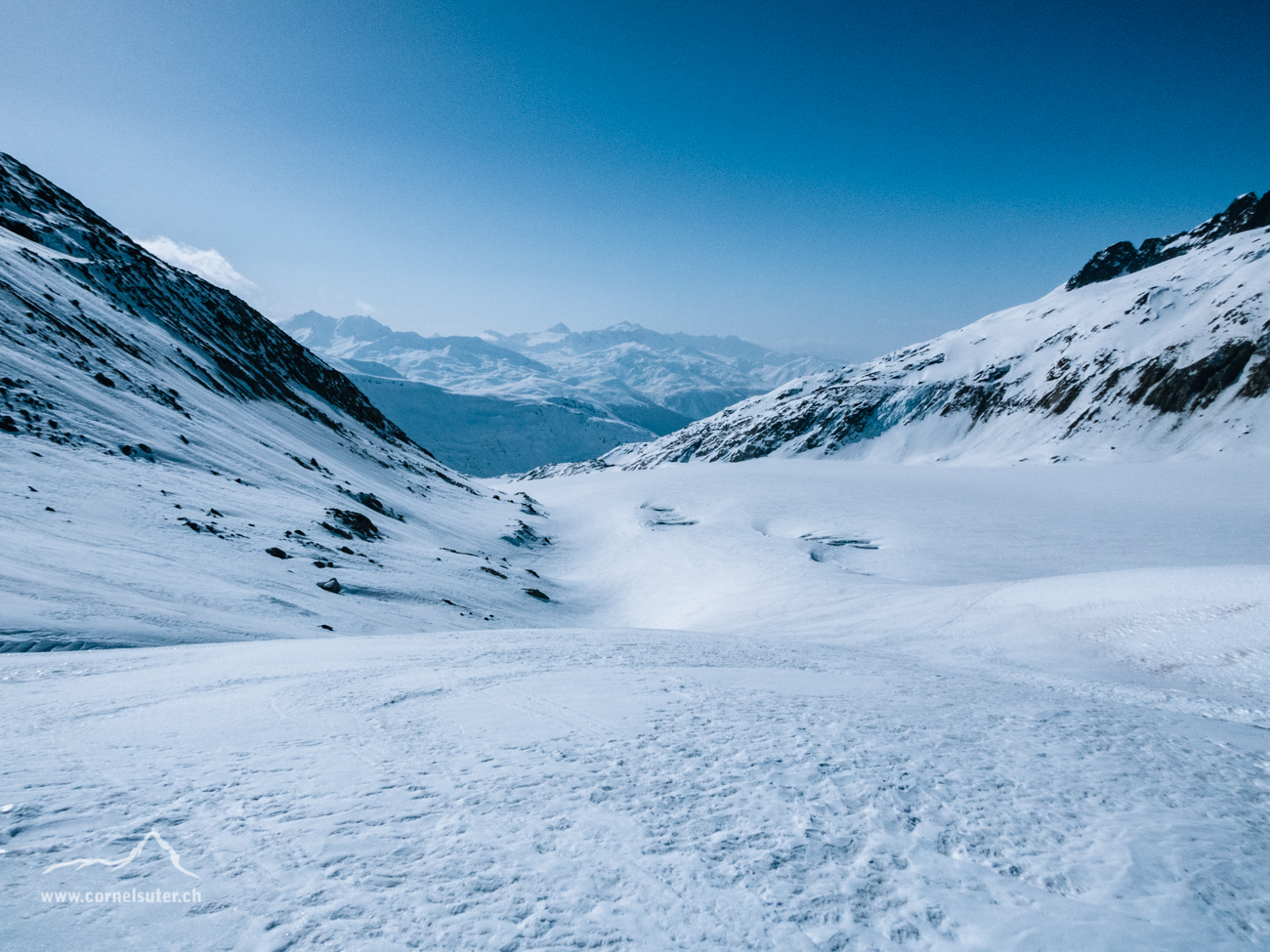 Viel Schnee auf dem Rhonegletscher.